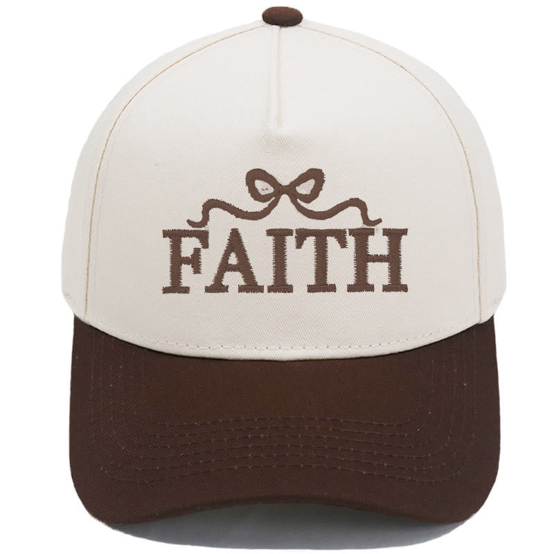 Christianartworkshop FAITH Bow Embroidery Camo Brim Adjustable Baseball Cap - Coffee - image 19