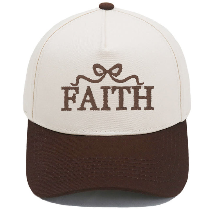 Christianartworkshop FAITH Bow Embroidery Camo Brim Adjustable Baseball Cap - Coffee - image 19