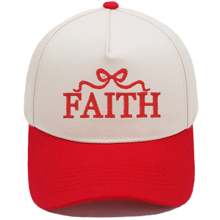 Christianartworkshop FAITH Bow Embroidery Camo Brim Adjustable Baseball Cap - Red - image 5