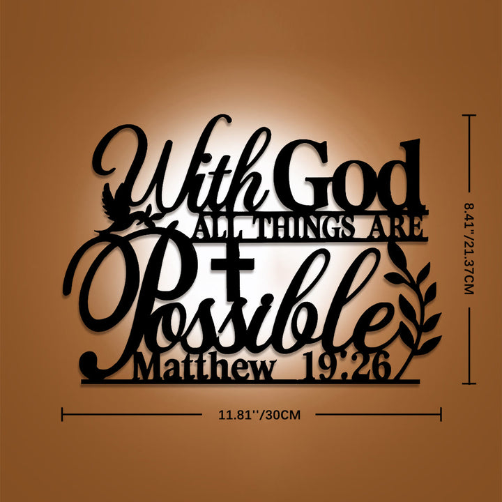 Christianartworkshop Cross Dove Vine With God All Things Are Possible Metal Wall Decor: Emblem of Boundless Hopeful Grace - 8.41"*11.81"/21.37cm*30cm - image 5