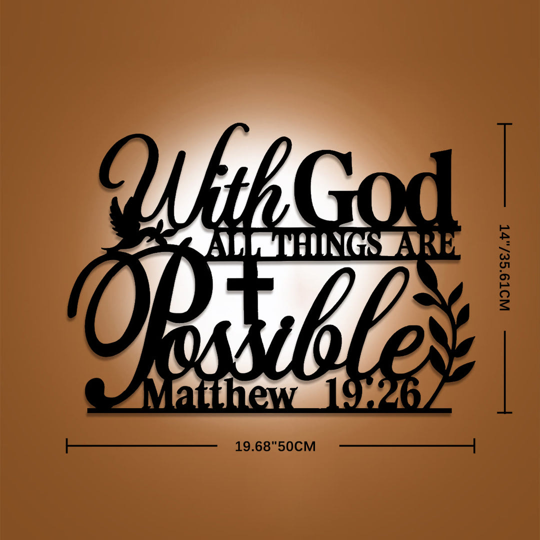 Christianartworkshop Cross Dove Vine With God All Things Are Possible Metal Wall Decor: Emblem of Boundless Hopeful Grace - 14"*19.68"/35.61*50cm - image 7