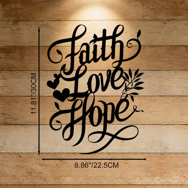Christianartworkshop Faith Love Hope Script Metal Wall Decor with Heart & Leaf Accents - Black - 8.86''*11.81''*0.039"/22.5*30*0.1cm - image 5