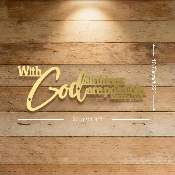 Christianartworkshop Mathew 19:26 Scripture With God All Things Are Possible Metal Wall Decor - Golden - 11.81''*4.22''*0.04''/30*10.73*0.1cm - image 11