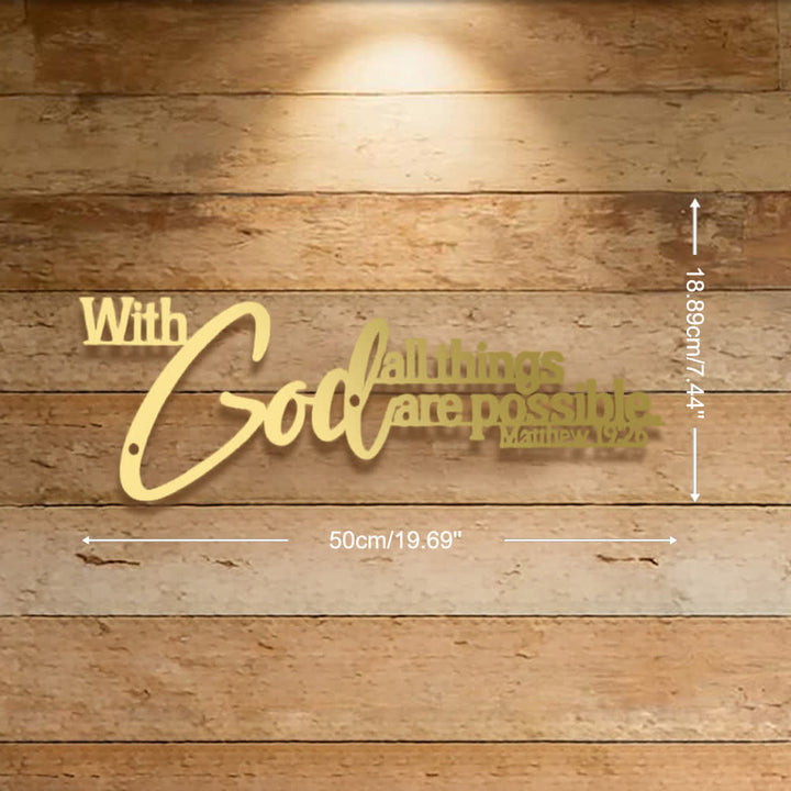 Christianartworkshop Mathew 19:26 Scripture With God All Things Are Possible Metal Wall Decor - Golden - 19.69''*7.44''*0.06''/50*18.89*0.12cm - image 13