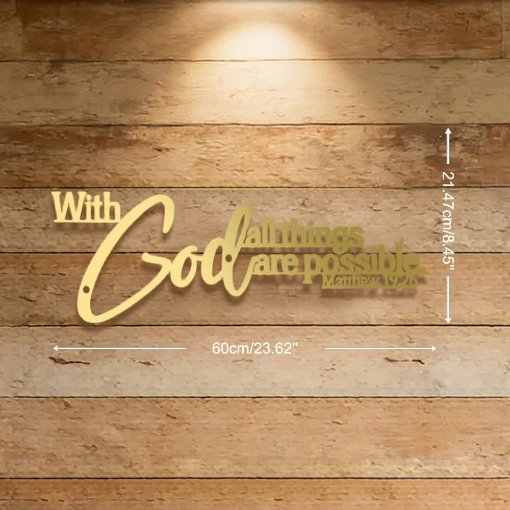 Christianartworkshop Mathew 19:26 Scripture With God All Things Are Possible Metal Wall Decor - Golden - 23.62''*8.45''*0.06''/60*21.47*0.12cm - image 14