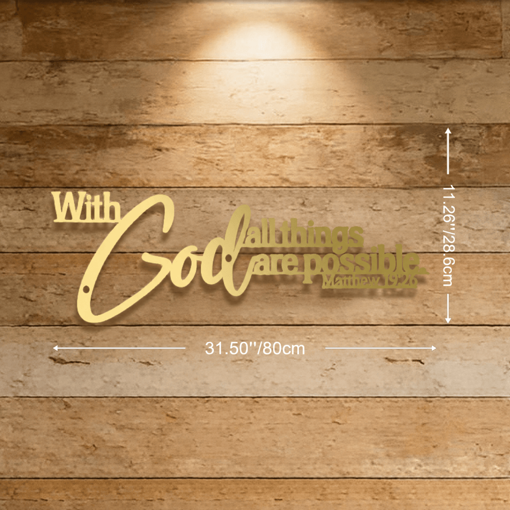 Christianartworkshop Mathew 19:26 Scripture With God All Things Are Possible Metal Wall Decor - Golden - 31.50''*11.26''*0.06''/80*28.6*0.12cm - image 15