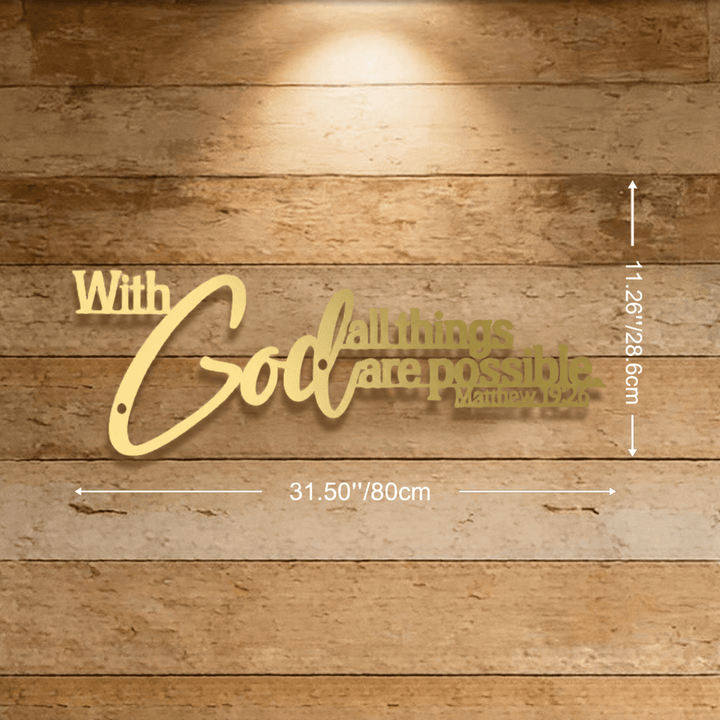 Christianartworkshop Mathew 19:26 Scripture With God All Things Are Possible Metal Wall Decor - Golden - 31.50''*11.26''*0.06''/80*28.6*0.12cm - image 15