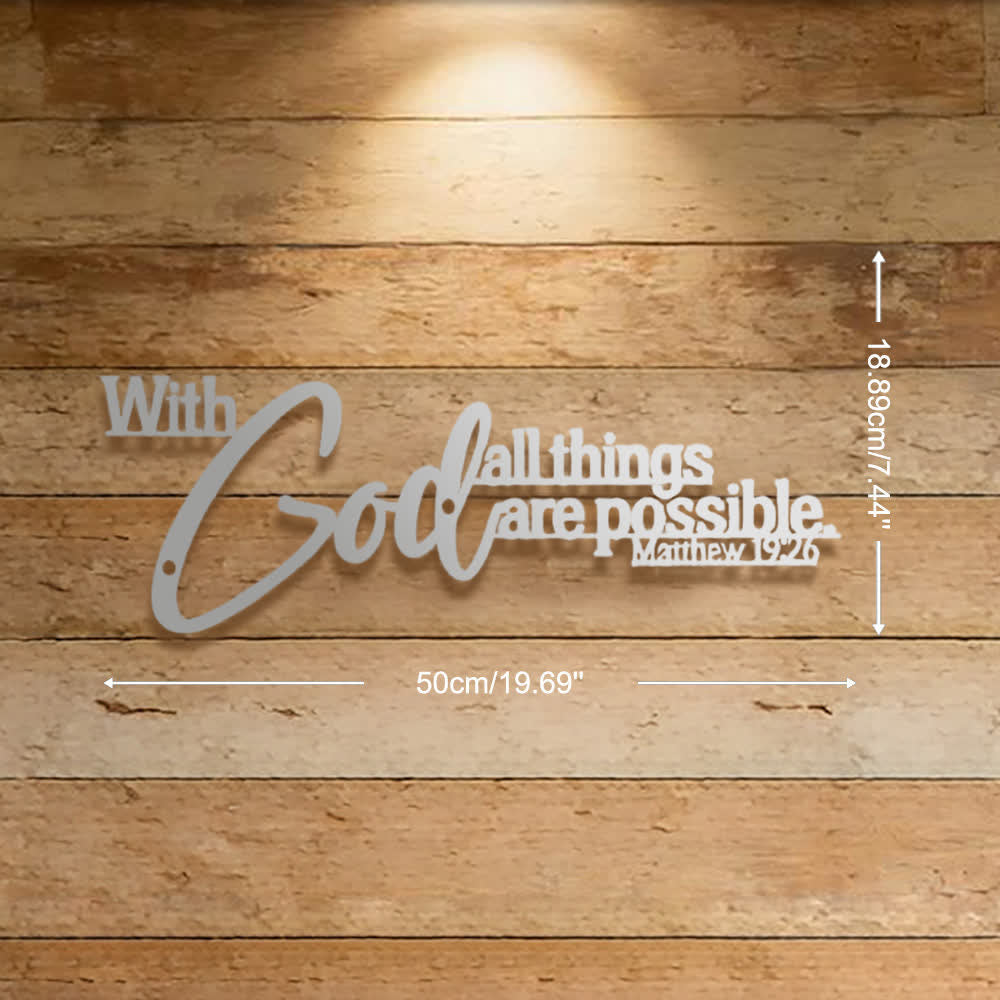 Christianartworkshop Mathew 19:26 Scripture With God All Things Are Possible Metal Wall Decor - Silver - 19.69''*7.44''*0.06''/50*18.89*0.12cm - image 19