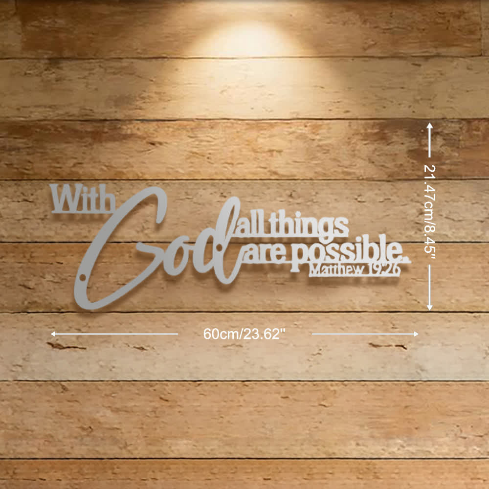 Christianartworkshop Mathew 19:26 Scripture With God All Things Are Possible Metal Wall Decor - Silver - 23.62''*8.45''*0.06''/60*21.47*0.12cm - image 20