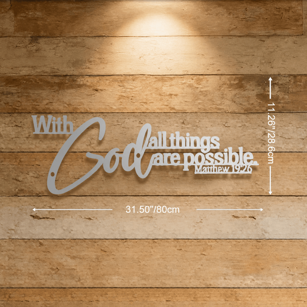 Christianartworkshop Mathew 19:26 Scripture With God All Things Are Possible Metal Wall Decor - Silver - 31.50''*11.26''*0.06''/80*28.6*0.12cm - image 21