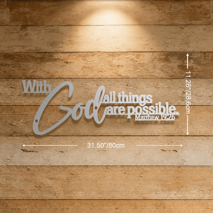 Christianartworkshop Mathew 19:26 Scripture With God All Things Are Possible Metal Wall Decor - Silver - 31.50''*11.26''*0.06''/80*28.6*0.12cm - image 21