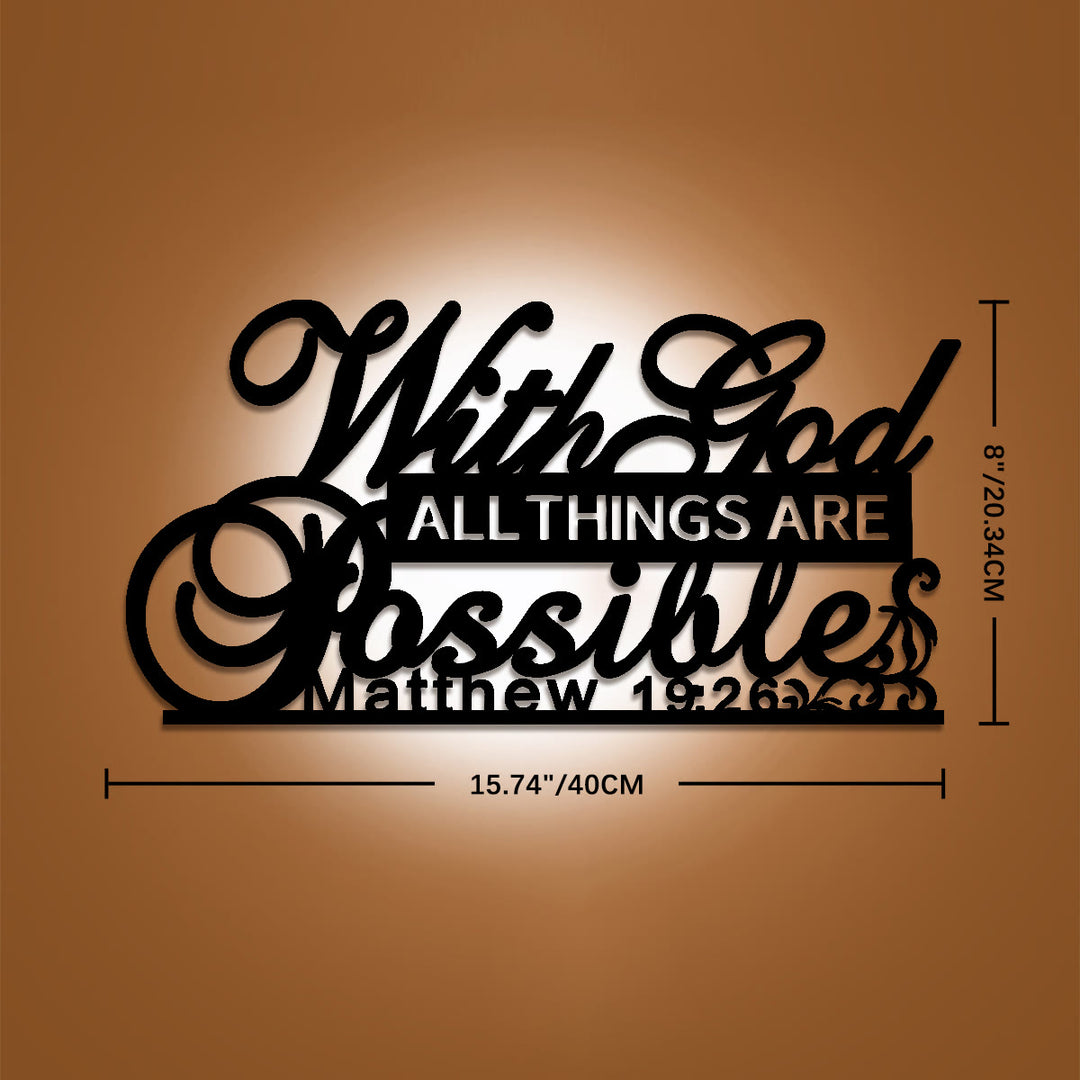 Christianartworkshop Vine Scroll Matthew 19:26 With God All Things Are Possible Metal Wall Decor: Emblem of Unfailing Divine Promise - 8"*15.74"*0.04''/20.34cm*40cm*0.1cm - image 6