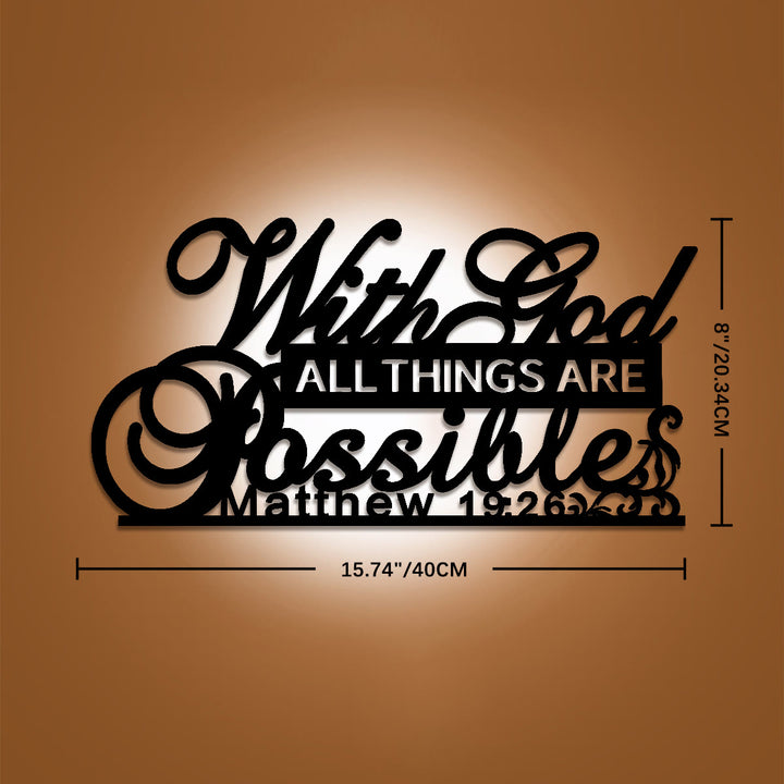 Christianartworkshop Vine Scroll Matthew 19:26 With God All Things Are Possible Metal Wall Decor: Emblem of Unfailing Divine Promise - 8"*15.74"*0.04''/20.34cm*40cm*0.1cm - image 6