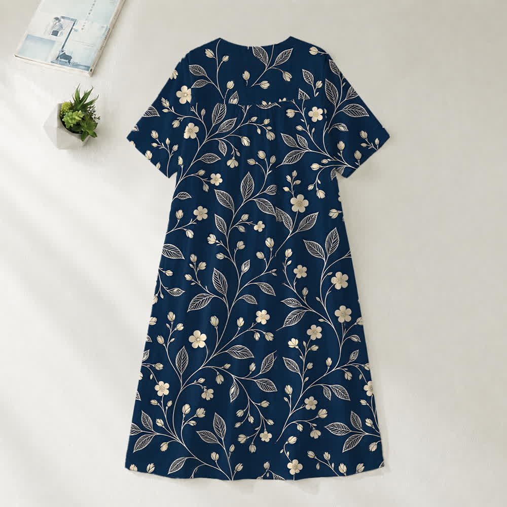 Christianartworkshop Summer Oversized Floral Print Cross Graphic V-Neck Short Sleeve Midi Dress - image 5
