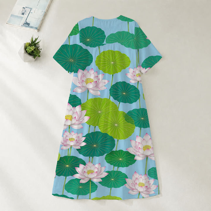 Christianartworkshop Summer Oversized Floral Print Cross Graphic V-Neck Short Sleeve Midi Dress - image 13