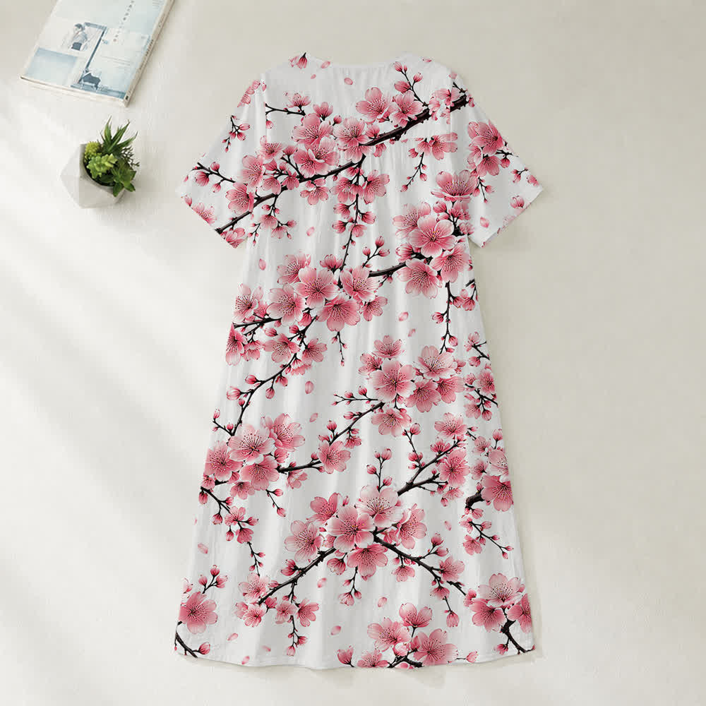 Christianartworkshop Summer Oversized Floral Print Cross Graphic V-Neck Short Sleeve Midi Dress - image 25