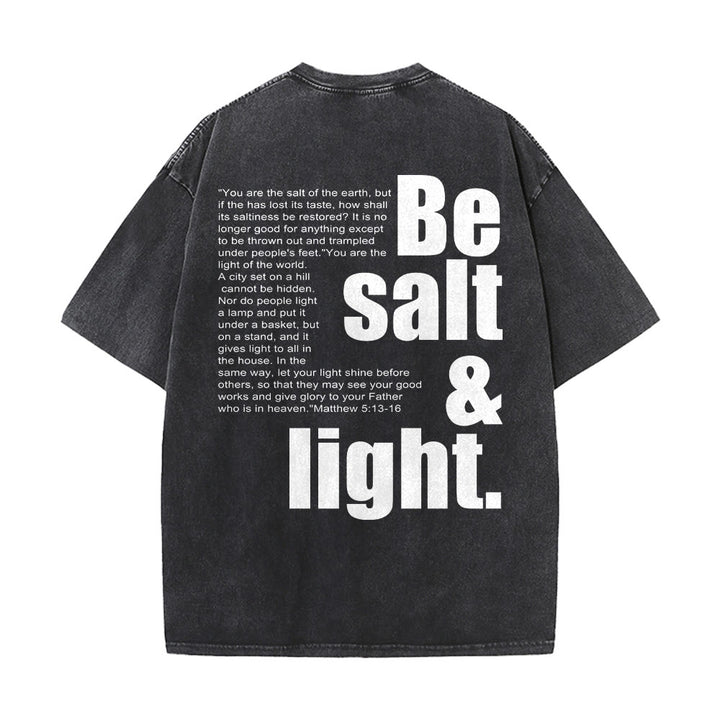 Christianartworkshop Contrast Large Small Font Salt And Light Bible Verse Back Graphic Washed Unisex T-Shirt - image 8