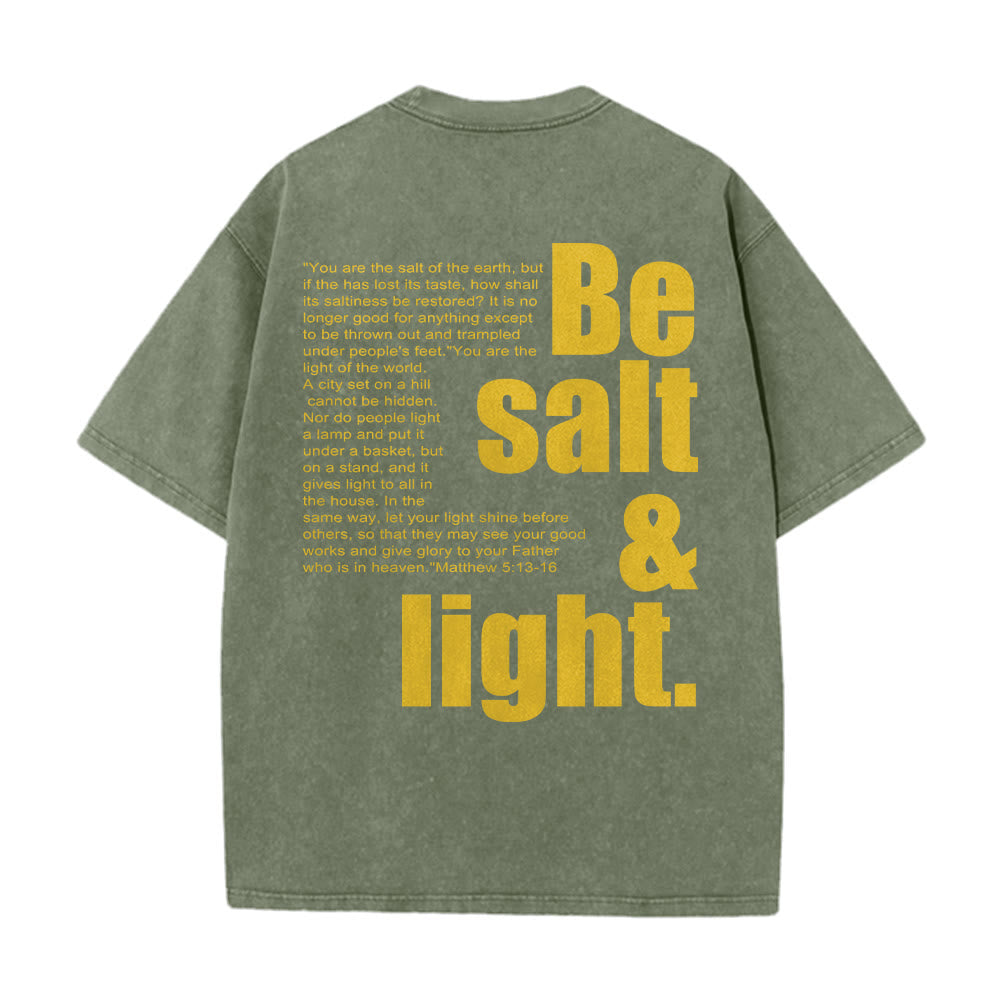 Christianartworkshop Contrast Large Small Font Salt And Light Bible Verse Back Graphic Washed Unisex T-Shirt - image 20