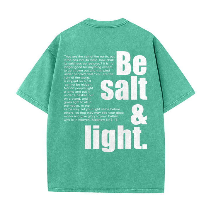 Christianartworkshop Contrast Large Small Font Salt And Light Bible Verse Back Graphic Washed Unisex T-Shirt - image 17