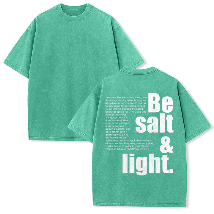 Christianartworkshop Contrast Large Small Font Salt And Light Bible Verse Back Graphic Washed Unisex T-Shirt - Green - 5XL - image 16