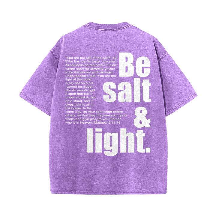 Christianartworkshop Contrast Large Small Font Salt And Light Bible Verse Back Graphic Washed Unisex T-Shirt - image 2
