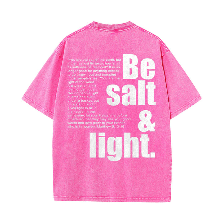 Christianartworkshop Contrast Large Small Font Salt And Light Bible Verse Back Graphic Washed Unisex T-Shirt - image 11