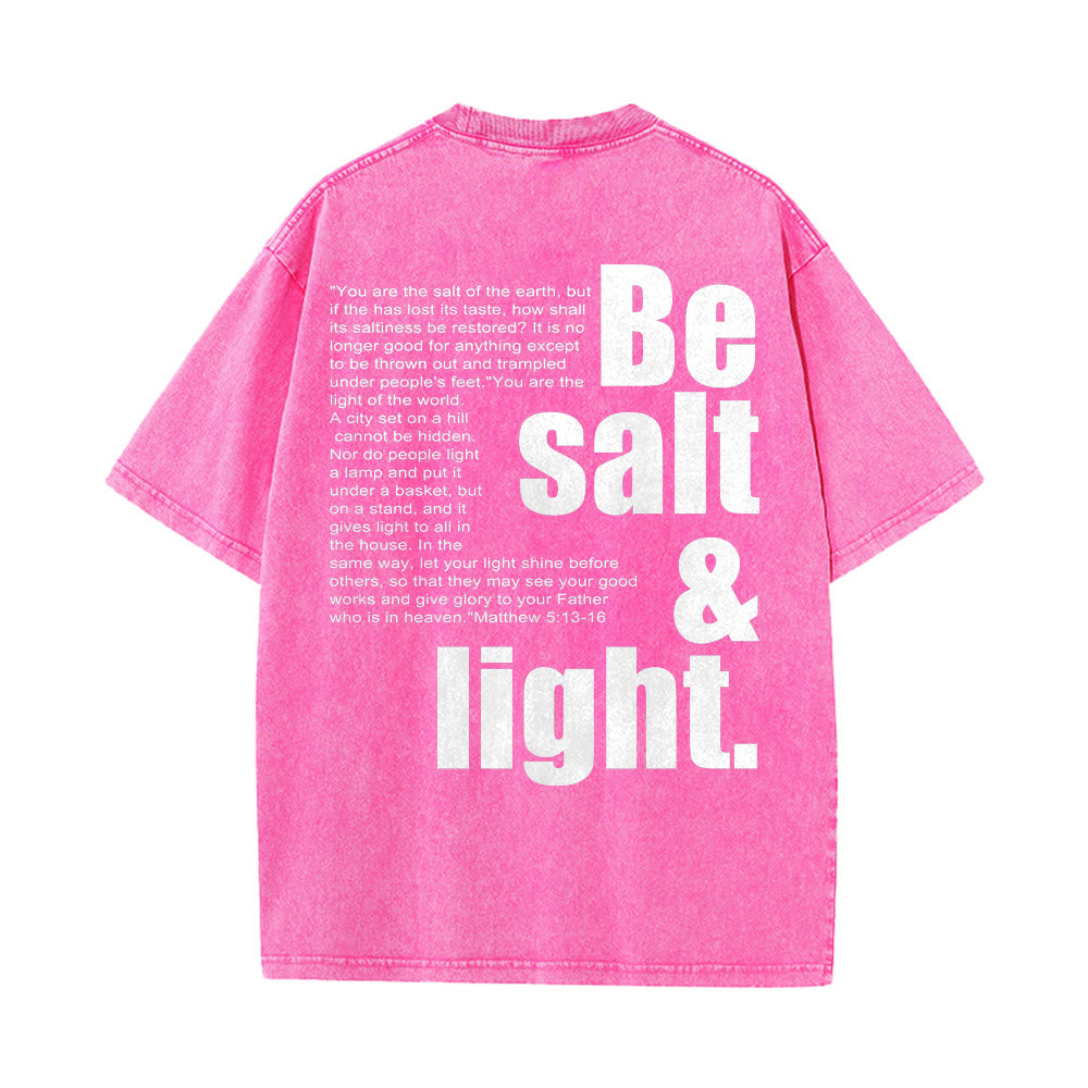 Christianartworkshop Contrast Large Small Font Salt And Light Bible Verse Back Graphic Washed Unisex T-Shirt - image 11