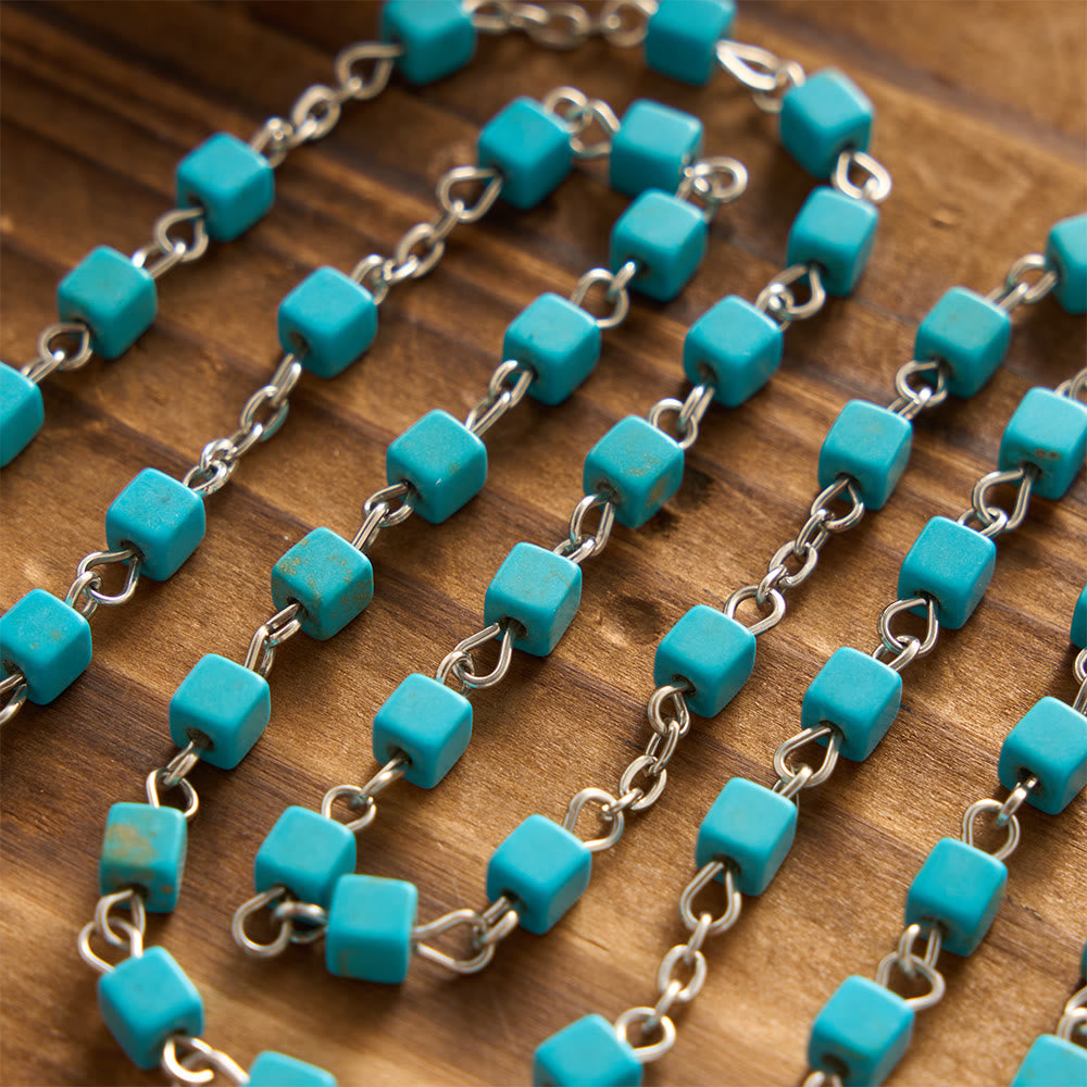 Christianartworkshop Cube Turquoise Bead Crystal Border Our Lady Prayer Rosary: Emblem of Gentle Heavenly Protection - image 3
