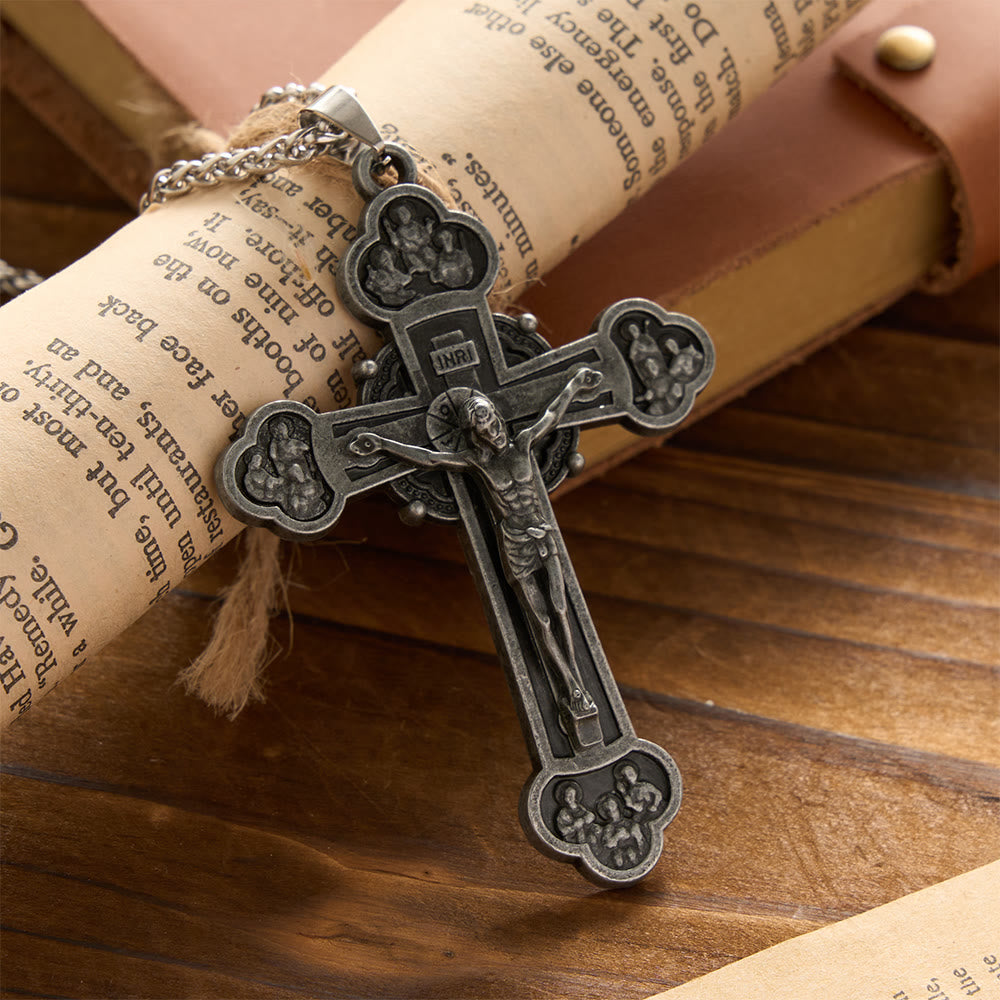 FREE Today: Four-Lobed Relief Vintage Crucifix Wheat Chain Necklace: Emblem of Sacrifice & Redeeming Mercy - image 1