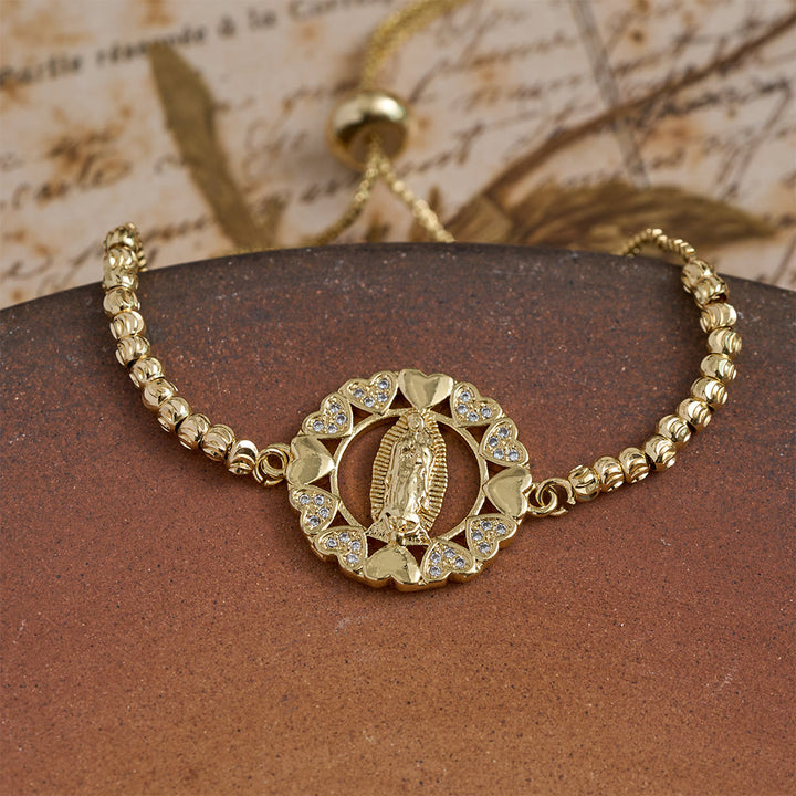 Christianartworkshop Assorted Crystal Frame Our Lady Mini Bead Chain Bracelet: Emblem of Gentle Heavenly Protection - A - image 1