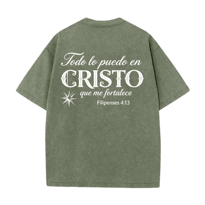 Christianartworkshop Elegant Dual Font Spanish Spiritual Verse Tiny Star Back Washed Unisex T-Shirt - image 20