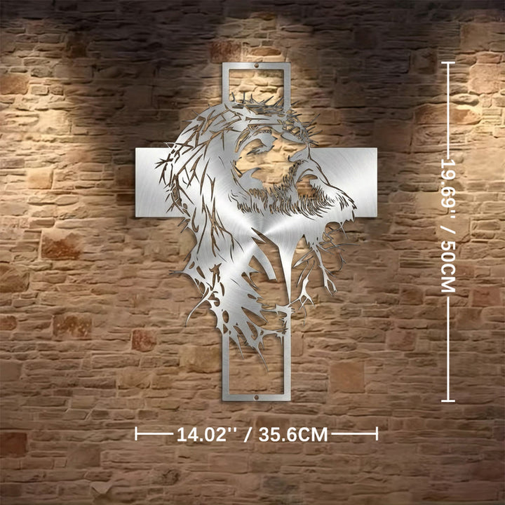 Christianartworkshop Crown of Thorns Jesus Cross Metal Wall Decor: Heartfelt Faith Statement  - Silver - 14.02''*19.69''*0.05''/35.6cm*50cm*0.12cm - image 15