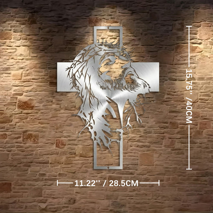 Christianartworkshop Crown of Thorns Jesus Cross Metal Wall Decor: Heartfelt Faith Statement  - Silver - 11.22''*15.75''*0.04''/28.5cm*40cm*0.1cm - image 14