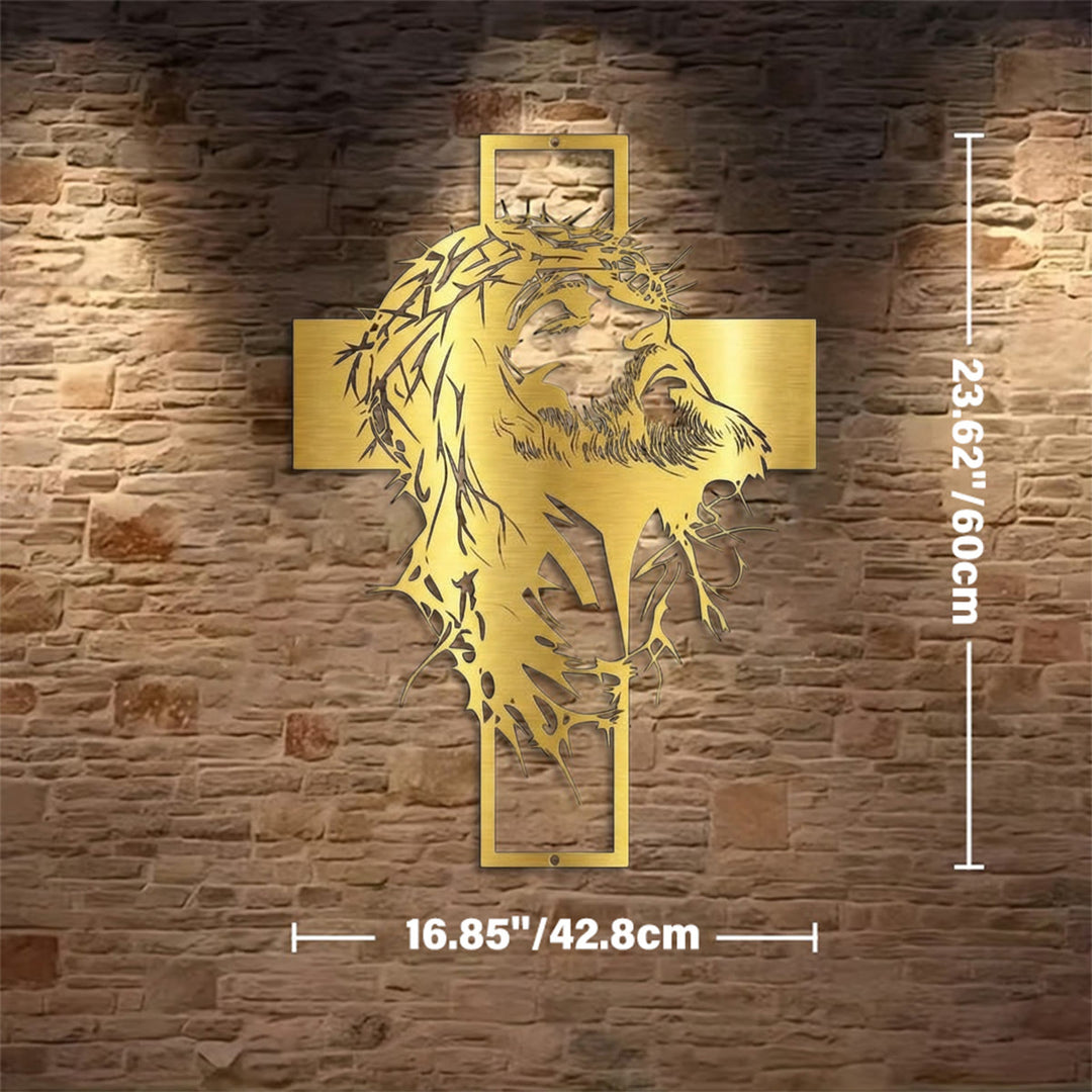 Christianartworkshop Crown of Thorns Jesus Cross Metal Wall Decor: Heartfelt Faith Statement  - Golden - 16.85''*23.62''*0.05''/42.8cm*60cm*0.12cm - image 12