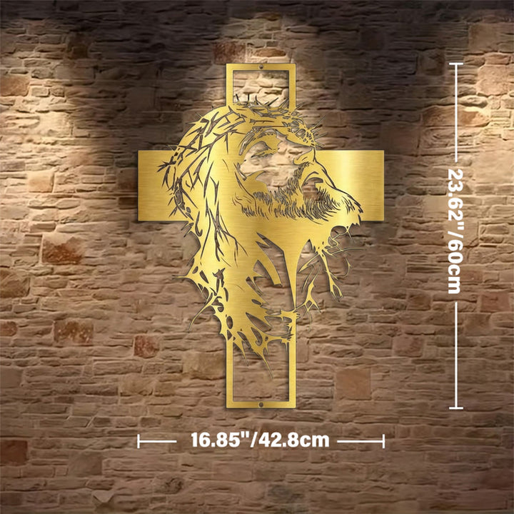 Christianartworkshop Crown of Thorns Jesus Cross Metal Wall Decor: Heartfelt Faith Statement  - Golden - 16.85''*23.62''*0.05''/42.8cm*60cm*0.12cm - image 12