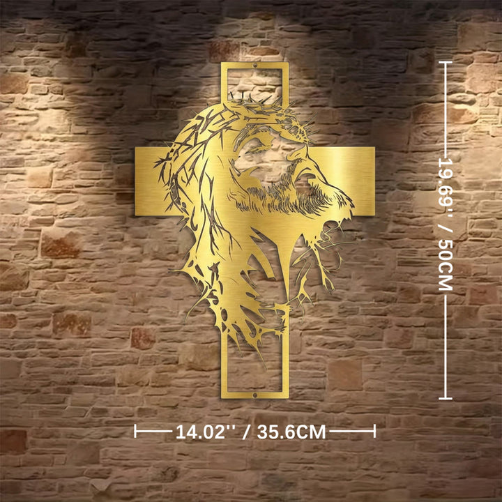 Christianartworkshop Crown of Thorns Jesus Cross Metal Wall Decor: Heartfelt Faith Statement  - Golden - 14.02''*19.69''*0.05''/35.6cm*50cm*0.12cm - image 11