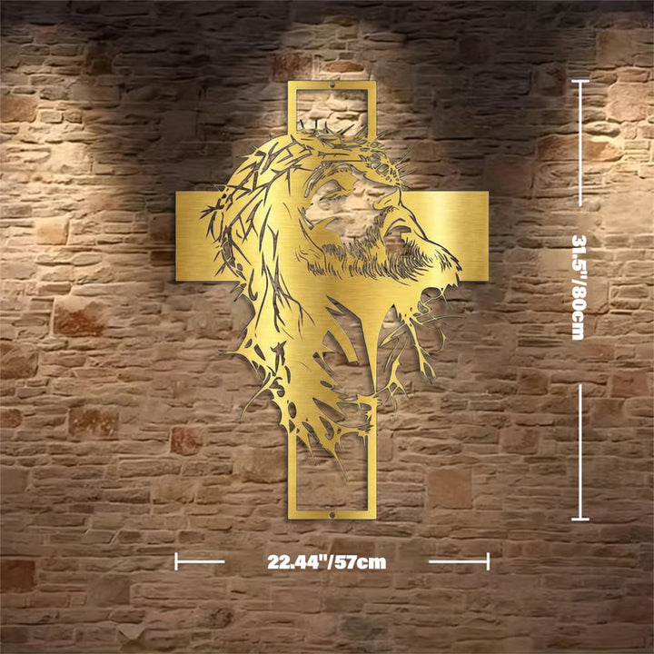 Christianartworkshop Crown of Thorns Jesus Cross Metal Wall Decor: Heartfelt Faith Statement  - Golden - 22.44"*31.50"*0.06"/57cm*80cm*0.15cm - image 13