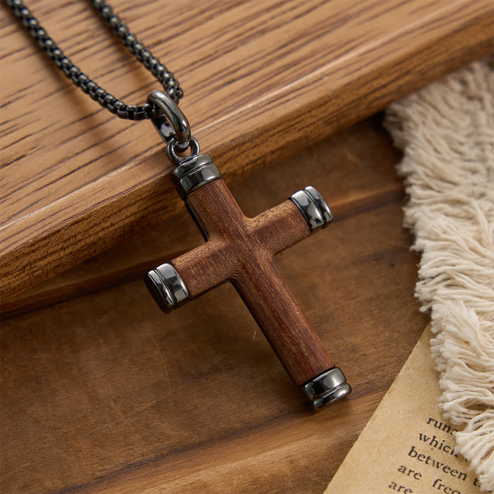 FREE Today: Minimalist Wood Cross Necklace with Sleek Metal Ends: An Emblem of Strength and Devotion - image 5