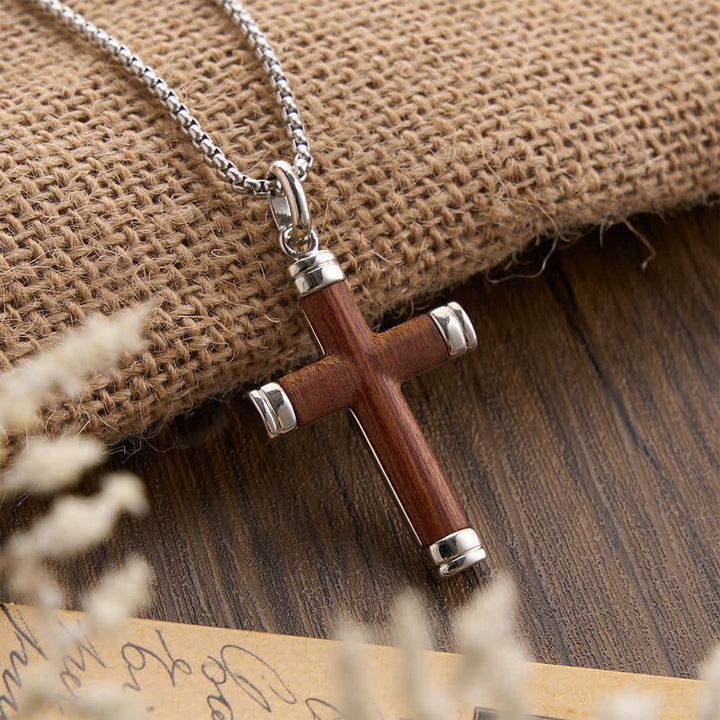 FREE Today: Minimalist Wood Cross Necklace with Sleek Metal Ends: An Emblem of Strength and Devotion - image 12