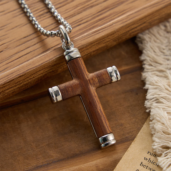 Christianartworkshop Minimalist Wood Cross Necklace with Sleek Metal Ends: An Emblem of Strength and Devotion - image 12