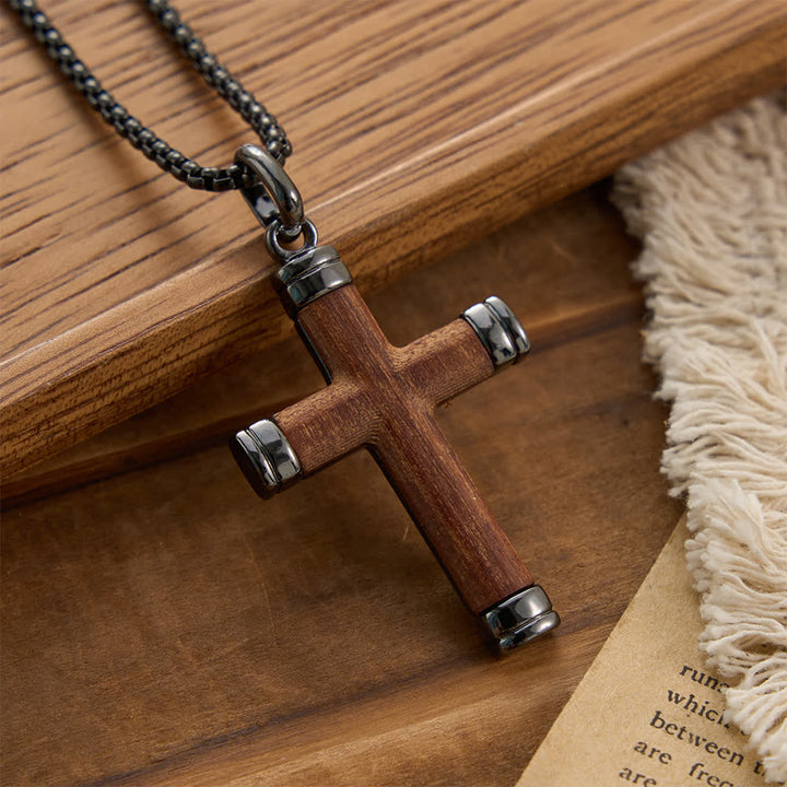 Christianartworkshop Minimalist Wood Cross Necklace with Sleek Metal Ends: An Emblem of Strength and Devotion - image 7