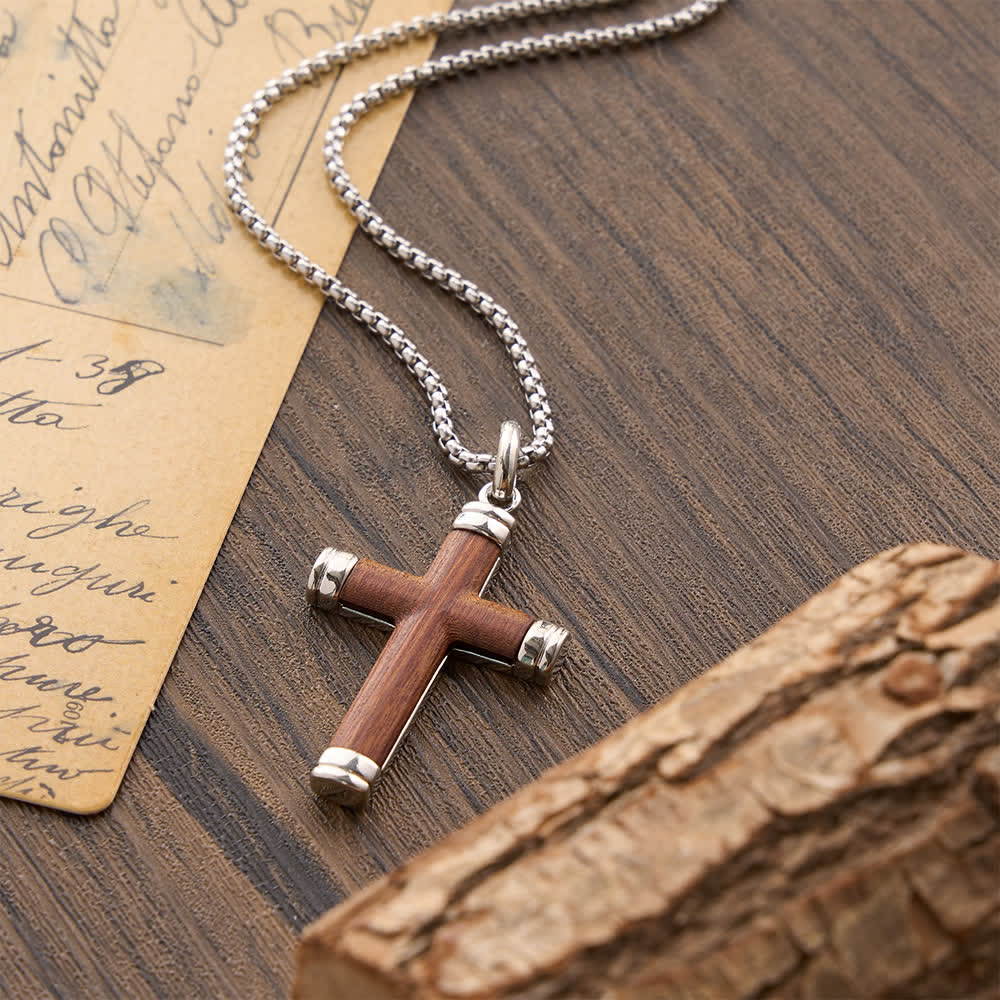 Christianartworkshop Minimalist Wood Cross Necklace with Sleek Metal Ends: An Emblem of Strength and Devotion - image 15
