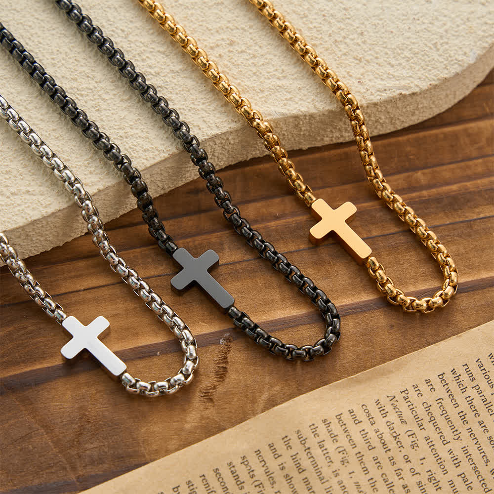 Christianartworkshop Sleek Stainless Steel Cross Necklace with Sideways Pendant: A Reminder of Divine Grace - image 9