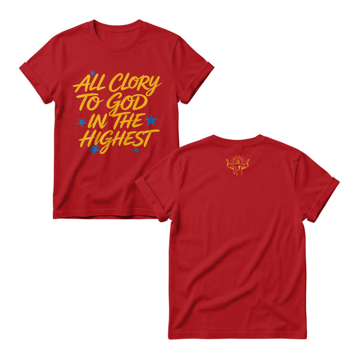 Christianartworkshop All Glory To God In The Highest Star Accent Front Print Women’s Crewnecks - Red - 4XL - image 9