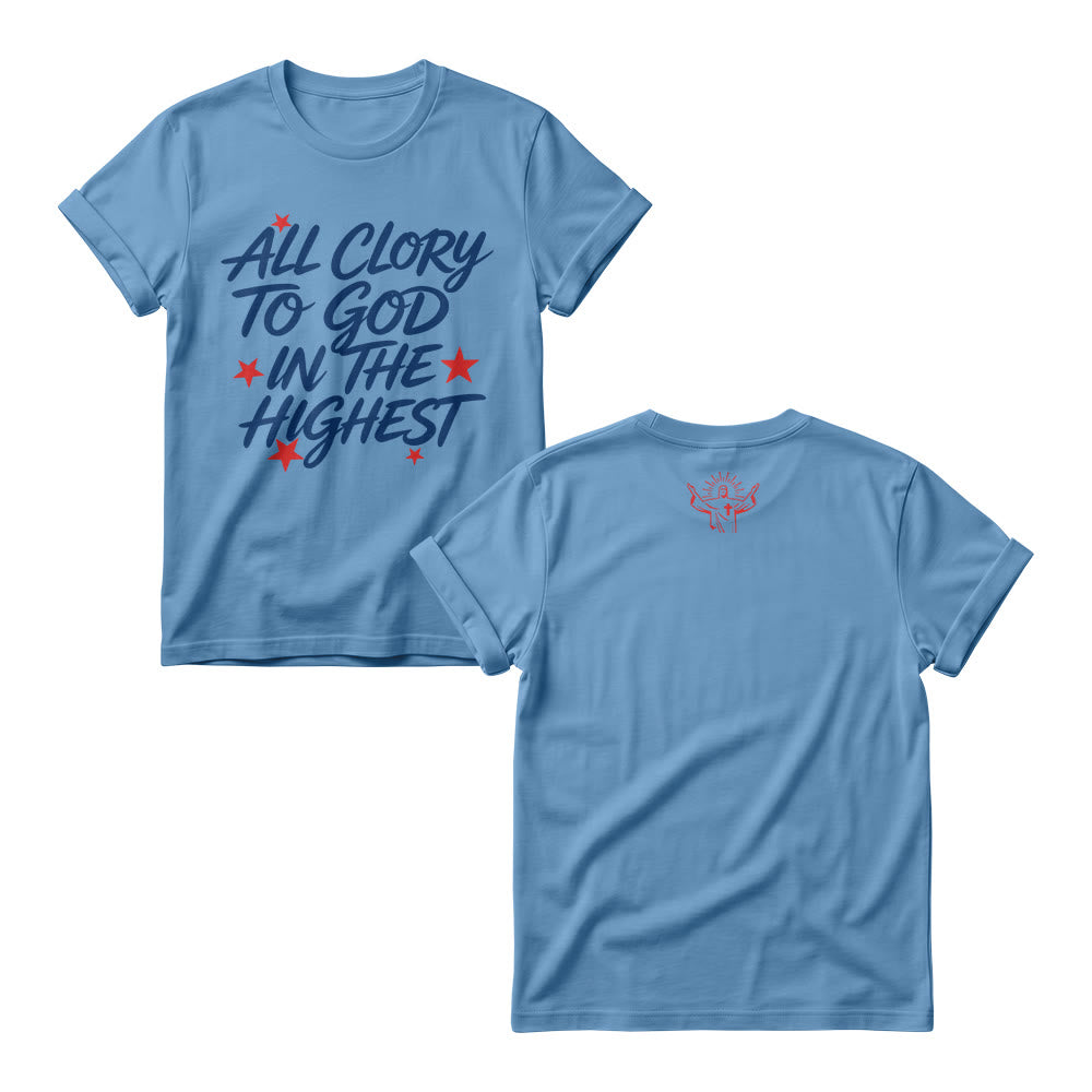 Christianartworkshop All Glory To God In The Highest Star Accent Front Print Women’s Crewnecks - Blue - 4XL - image 7