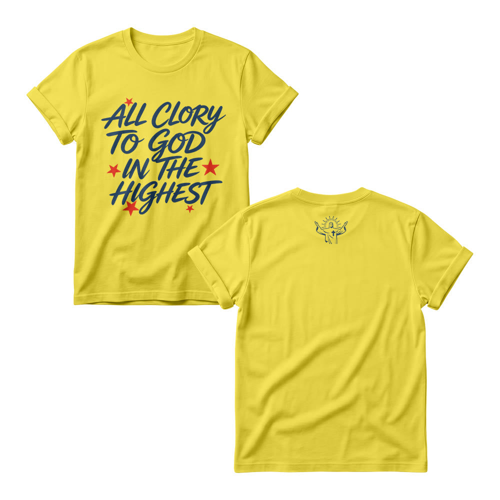 Christianartworkshop All Glory To God In The Highest Star Accent Front Print Women’s Crewnecks - Yellow - 4XL - image 4