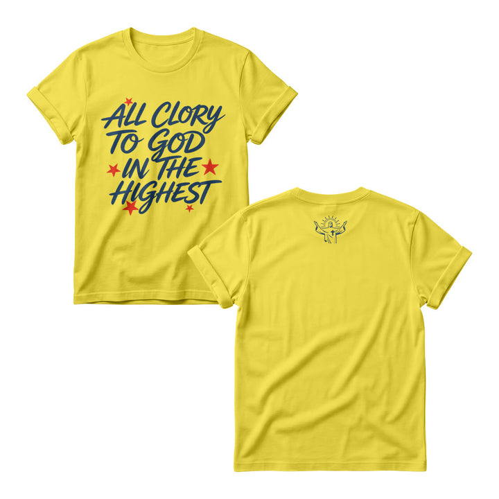 Christianartworkshop All Glory To God In The Highest Star Accent Front Print Women’s Crewnecks - Yellow - 4XL - image 4