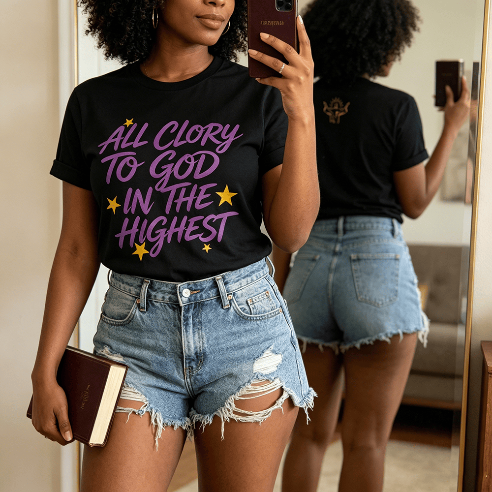 Christianartworkshop All Glory To God In The Highest Star Accent Front Print Women’s Crewnecks - image 0