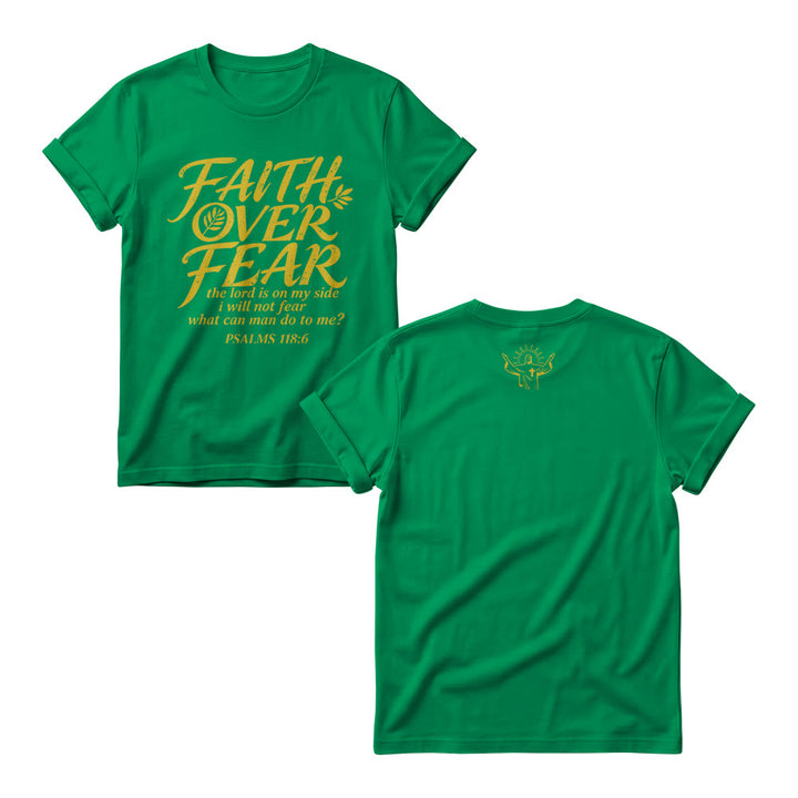 Christianartworkshop Faith Over Fear Olive Branch Psalm 118:6 Cursive Front Print Christian Women’s Crewnecks - Green - 4XL - image 11