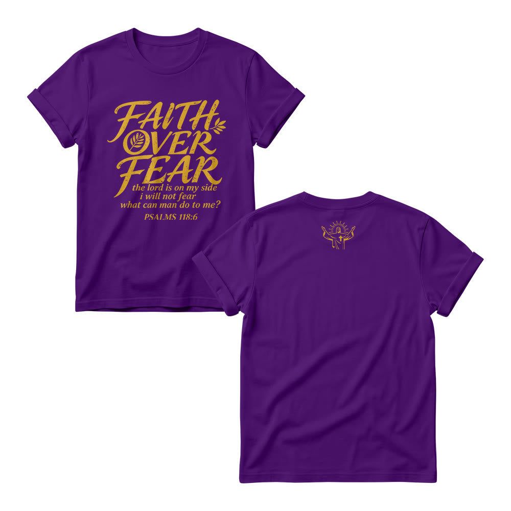 Christianartworkshop Faith Over Fear Olive Branch Psalm 118:6 Cursive Front Print Christian Women’s Crewnecks - Purple - 4XL - image 9